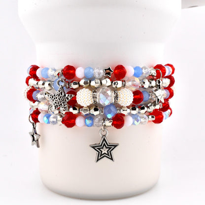 Stars and Stripes Bracelet Stack — Red White and Blue Beaded Bracelets