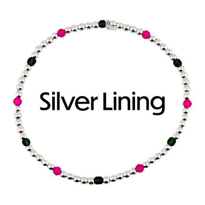 Pink and Green Bracelet Stack — Pink Green and Silver Beaded Bracelets