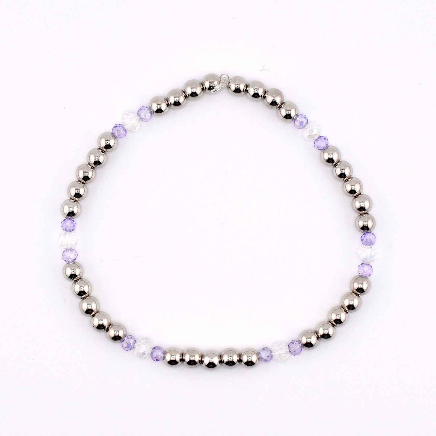 Violet Garden Bracelet Stack | Purple Flower Beaded Stretch Bracelets