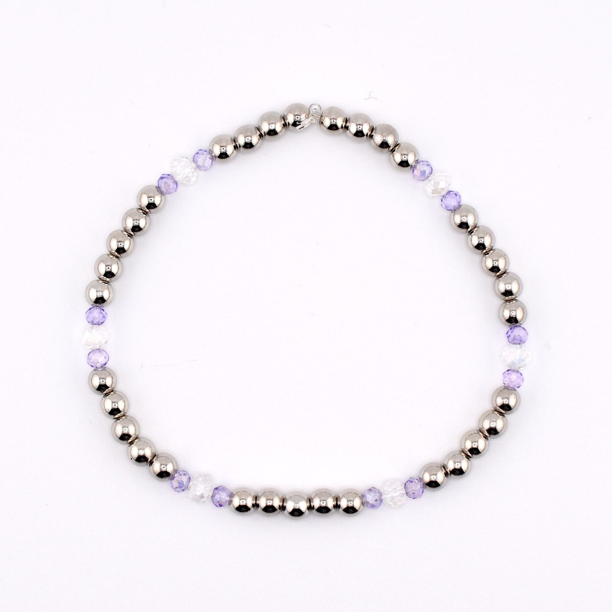 Violet Garden Bracelet Stack | Purple Flower Beaded Stretch Bracelets