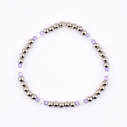 Violet Garden Bracelet Stack | Purple Flower Beaded Stretch Bracelets