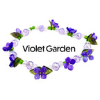 Violet Garden Bracelet Stack | Purple Flower Beaded Stretch Bracelets