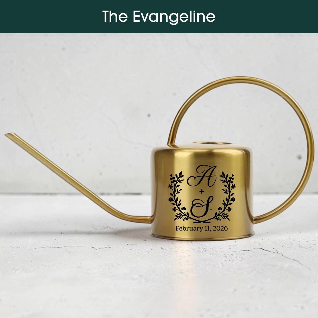 Personalized Gold Watering Can with Custom Monogram for Wedding or Anniversary Gift