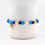 Blue and Gold Butterfly Heart Charm Bracelet