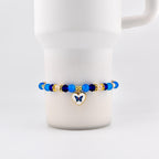 Blue and Gold Butterfly Heart Charm Bracelet