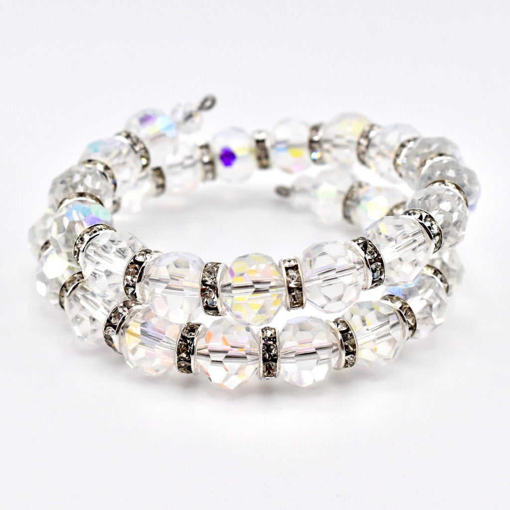 Iridescent Crystal Wrap Bracelet with Sparkling Spacer Beads