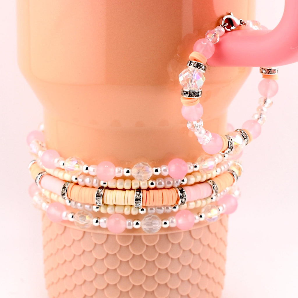 Pink Mesa Sunset Bracelet Collection: Pink, Peach, and Cream Beaded Bracelets