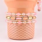 Pink Mesa Sunset Bracelet Collection: Pink, Peach, and Cream Beaded Bracelets