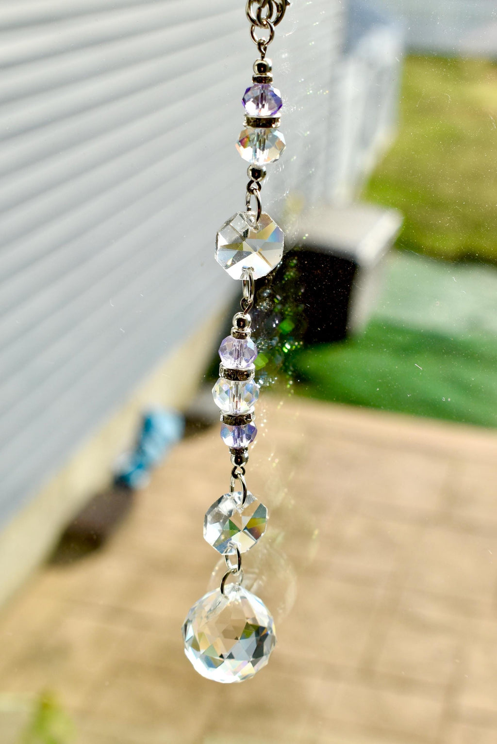 Crystal Purple Suncatcher | Window or Rearview Mirror Hanging Crystal Prism