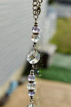 Crystal Purple Suncatcher | Window or Rearview Mirror Hanging Crystal Prism