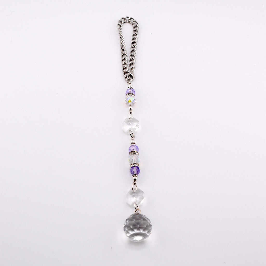 Crystal Purple Suncatcher | Window or Rearview Mirror Hanging Crystal Prism