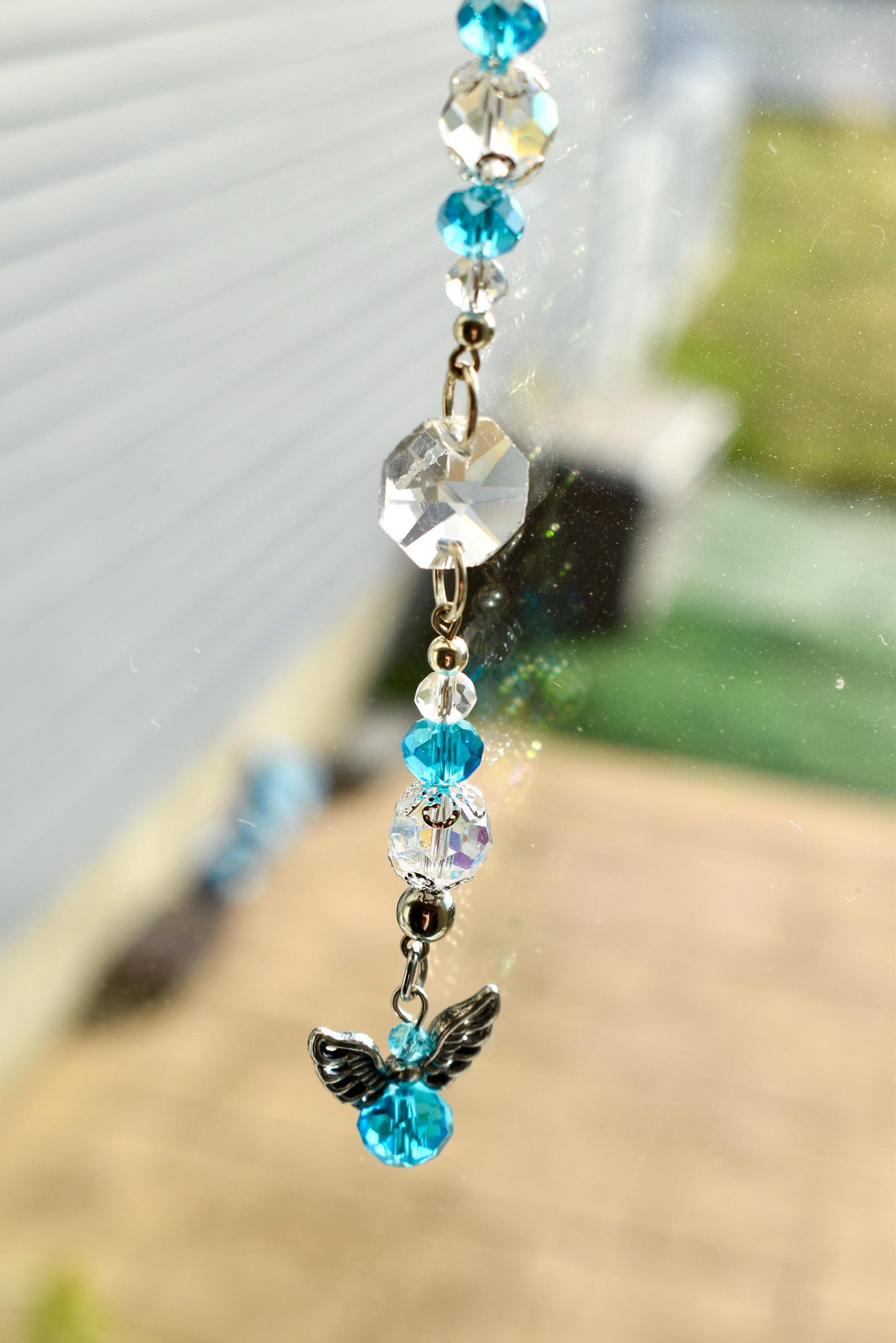 Angel Suncatcher Car Charm | Crystal Rearview Mirror Accessory | Guardian Angel Memorial Gift | Pink or Blue Car Charm