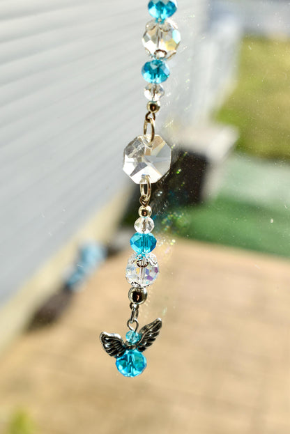 Angel Suncatcher Car Charm | Crystal Rearview Mirror Accessory | Guardian Angel Memorial Gift | Pink or Blue Car Charm