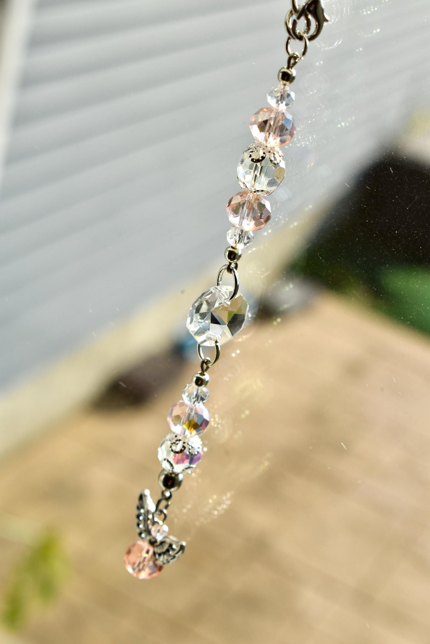 Angel Suncatcher Car Charm | Crystal Rearview Mirror Accessory | Guardian Angel Memorial Gift | Pink or Blue Car Charm