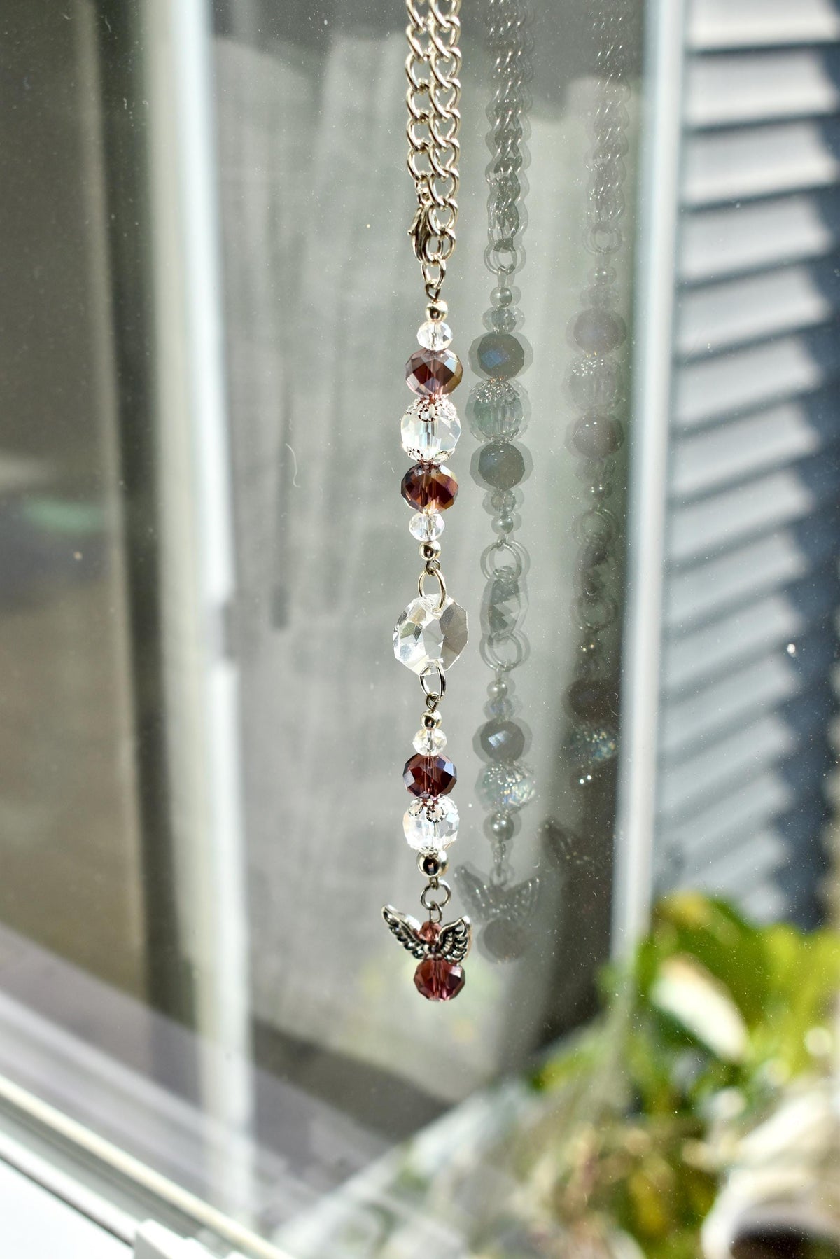 Crystal Guardian Angel Suncatcher Car Charm | Rainbow Prism Rearview Mirror Accessory