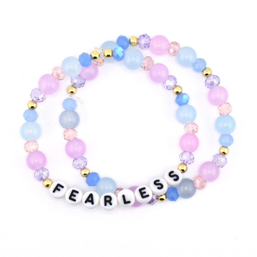 Purple, Blue, and Pink Beaded Bracelet Set: Crystal and Gold Accents
