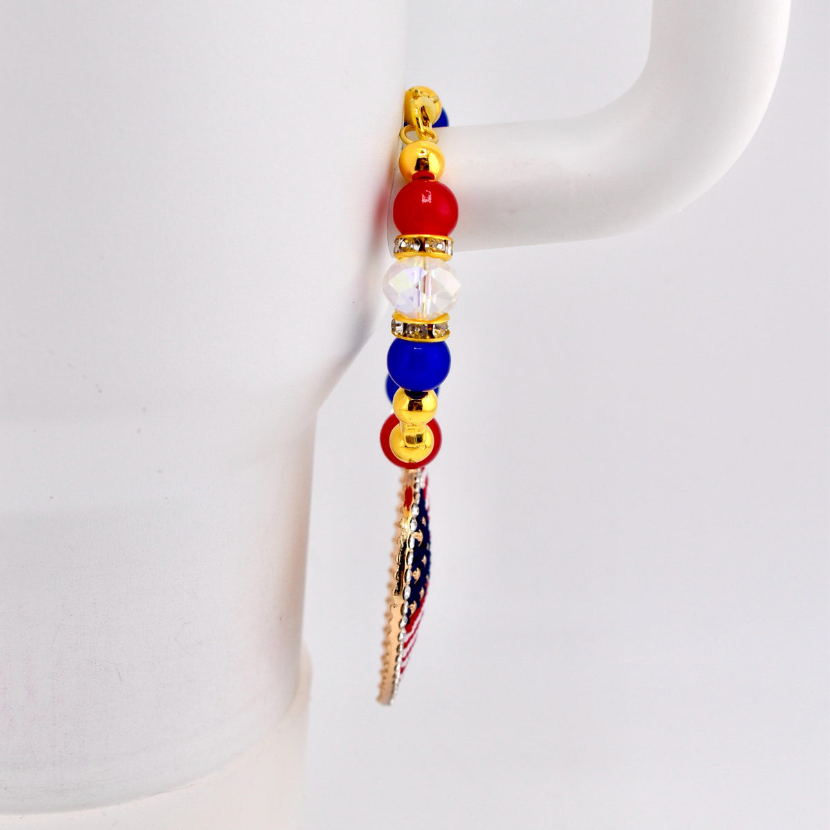 USA Flag Tumbler Handle Charm — Popsicle Flag Charm or Heart Flag Charm