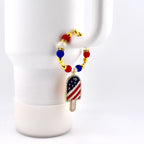 USA Flag Tumbler Handle Charm — Popsicle Flag Charm or Heart Flag Charm