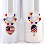 USA Flag Tumbler Handle Charm — Popsicle Flag Charm or Heart Flag Charm