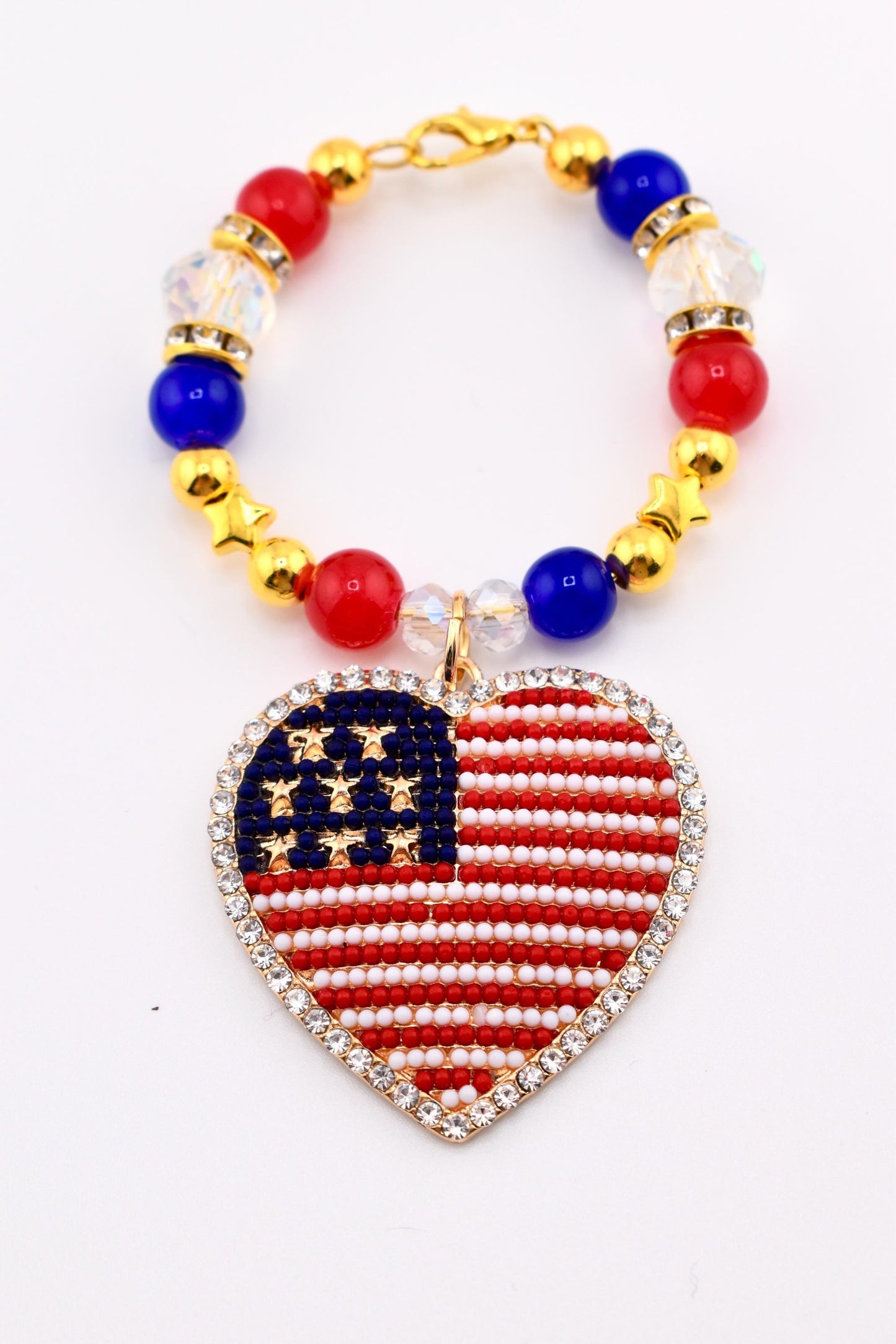 USA Flag Tumbler Handle Charm — Popsicle Flag Charm or Heart Flag Charm