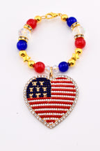 USA Flag Tumbler Handle Charm — Popsicle Flag Charm or Heart Flag Charm