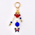 Patriotic Beaded Bag Charm | USA Flag Flip Flop, Star Straw Charm