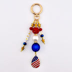 Patriotic Beaded Bag Charm | USA Flag Flip Flop, Star Straw Charm