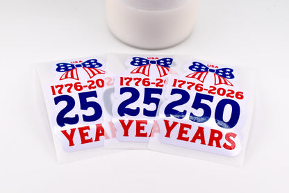 USA 250th Anniversary Bow Sticker | Patriotic America Sticker | 4th of July Sticker
