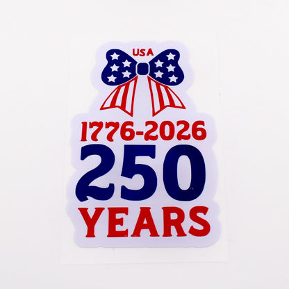 USA 250th Anniversary Bow Sticker | Patriotic America Sticker | 4th of July Sticker