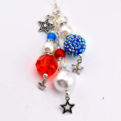 Patriotic Bag Charm | Red White Blue Straw Charm | 4th of July Tumbler Accessory