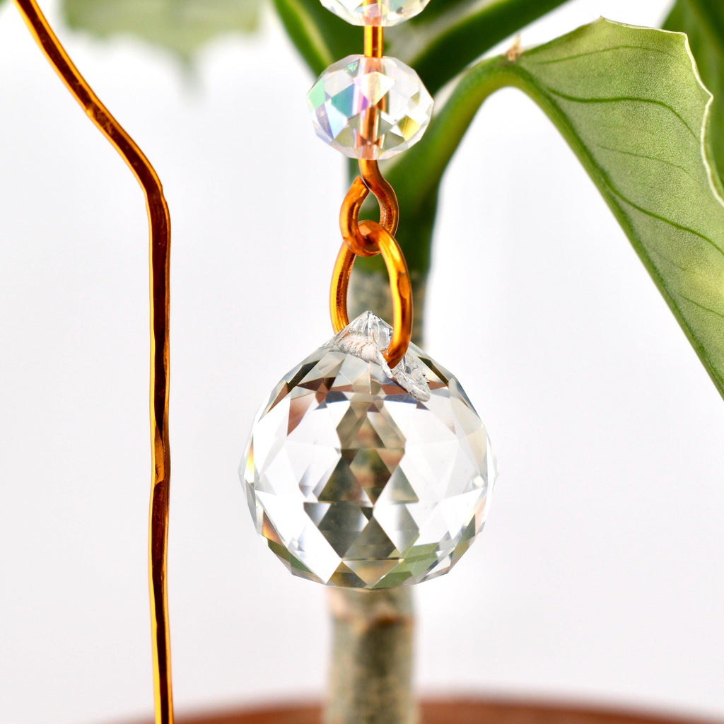 Plant Suncatcher with Crystal Prism and Glass Beads