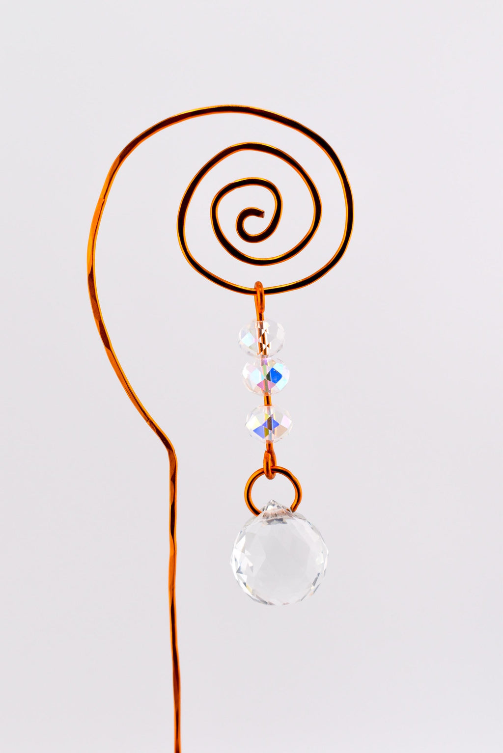 Plant Suncatcher with Crystal Prism and Glass Beads