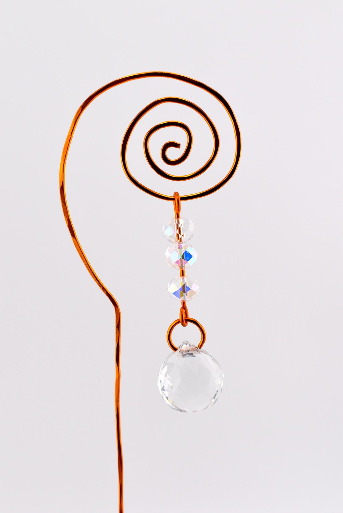 Plant Suncatcher with Crystal Prism and Glass Beads