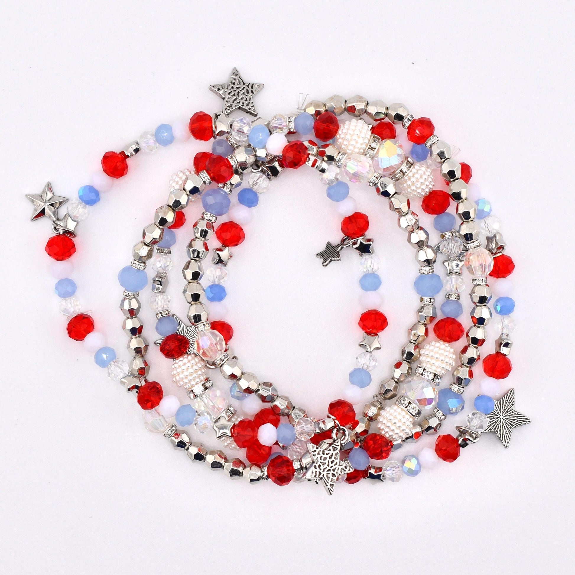 Stars and Stripes Bracelet Stack — Red White and Blue Beaded Bracelets