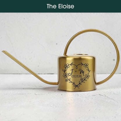 Personalized Gold Watering Can with Custom Monogram for Wedding or Anniversary Gift