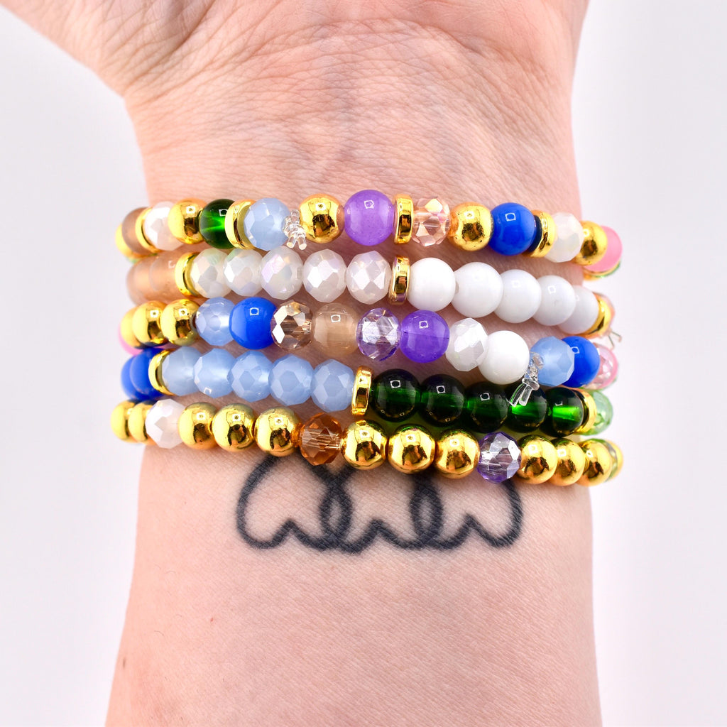 Wanderlust Beaded Bracelet Stack: Colorful Bracelet Set of 5