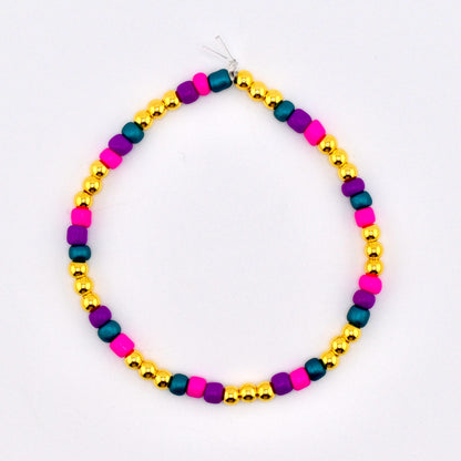 Flower Child Bracelet Stack: Set of 6 Colorful Beaded Bracelets with Glass Rondelle and Daisy Beads