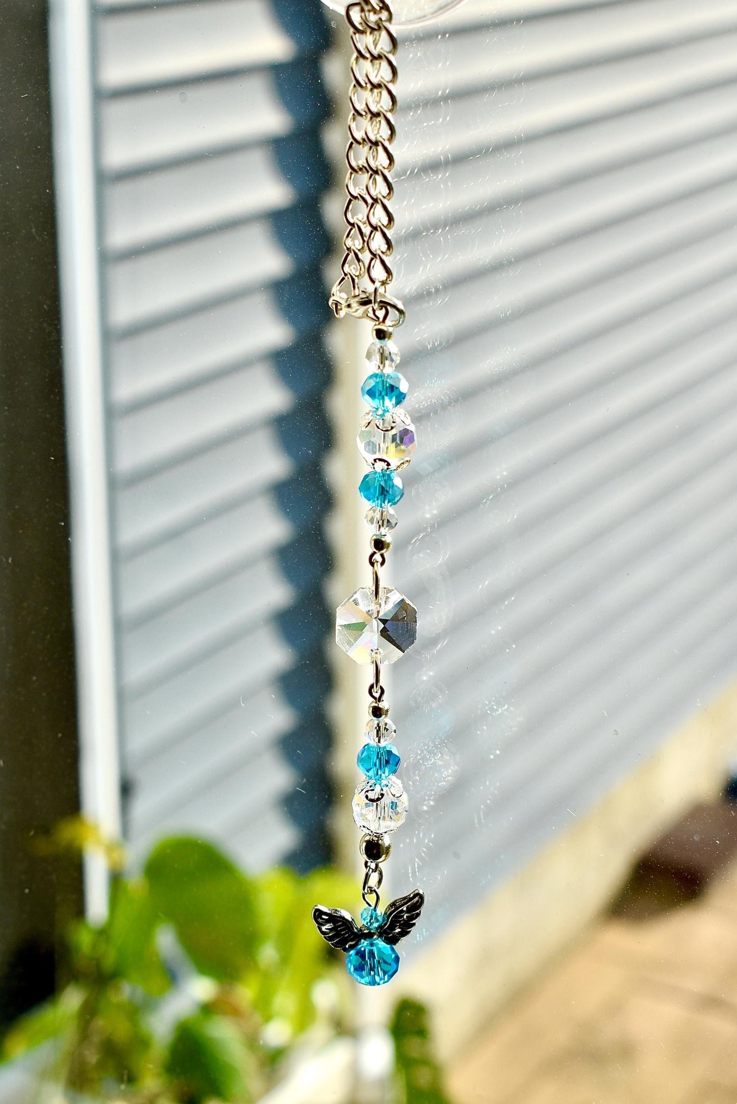 Angel Suncatcher Car Charm | Crystal Rearview Mirror Accessory | Guardian Angel Memorial Gift | Pink or Blue Car Charm