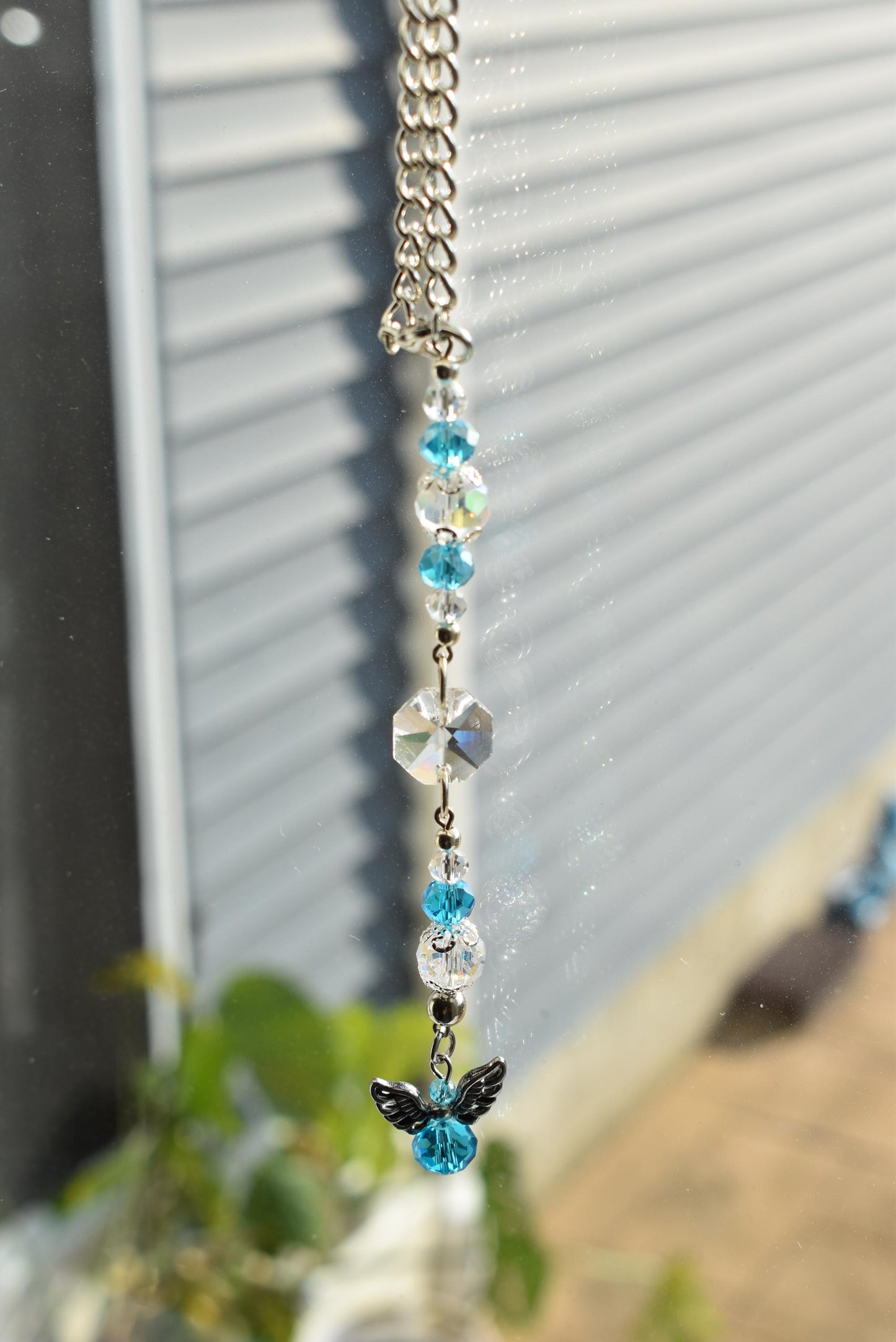 Angel Suncatcher Car Charm | Crystal Rearview Mirror Accessory | Guardian Angel Memorial Gift | Pink or Blue Car Charm