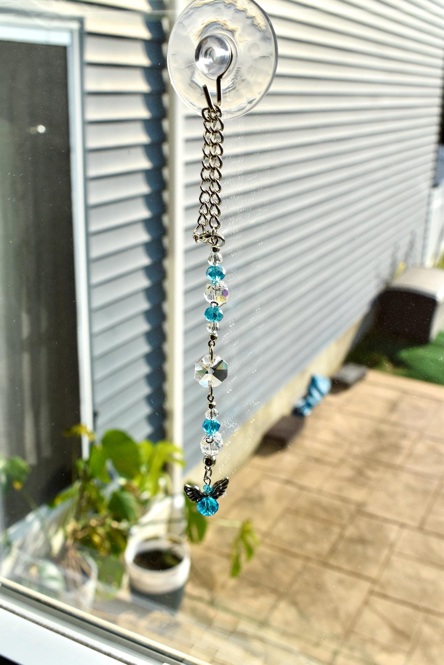 Angel Suncatcher Car Charm | Crystal Rearview Mirror Accessory | Guardian Angel Memorial Gift | Pink or Blue Car Charm