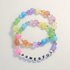 Rainbow Beaded Bracelet Set: Motivational Gold Accent Jewelry