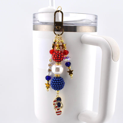 Patriotic Beaded Charm | USA Flag Flip Flop, Star Pendant Bag Accessory