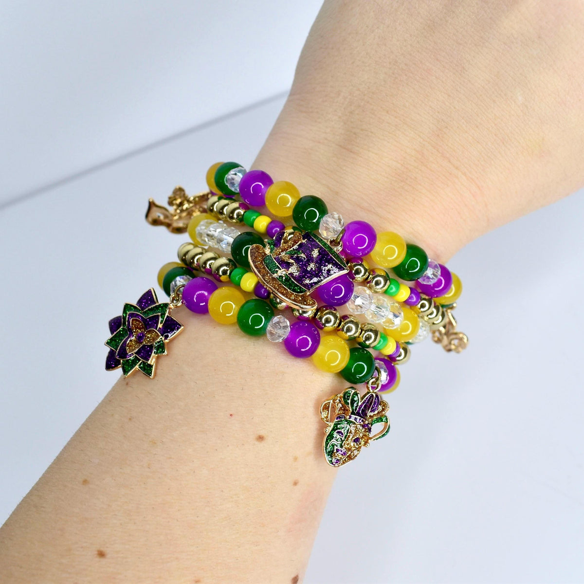 Mardi Gras Bracelet Collection | Purple, Green & Gold Beaded Jewelry