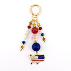 Patriotic Beaded Bag Charm | USA Flag Flip Flop, Star Straw Charm