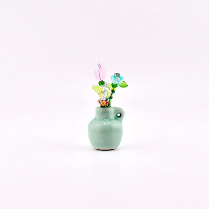 Mini Beaded Flower Magnets - Handmade Bead Flowers in a Glass Vase
