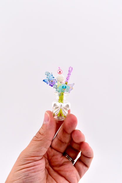 Mini Beaded Flower Magnets - Handmade Bead Flowers in a Glass Vase