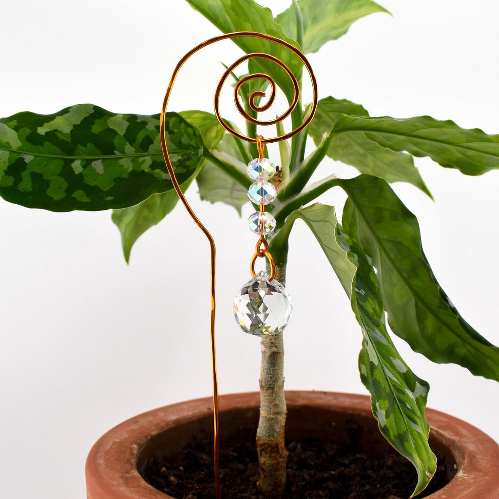 Plant Suncatcher with Crystal Prism and Glass Beads