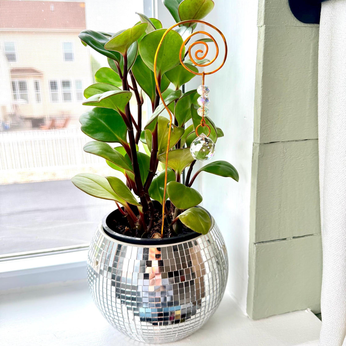 Plant Suncatcher with Crystal Prism and Glass Beads