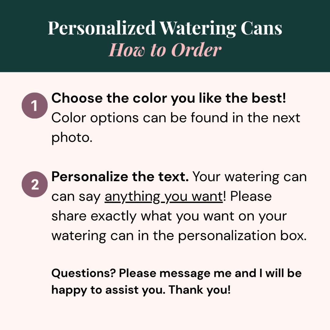 Personalized Metal Watering Can with Wood Handle - Thank You for Helping Me Grow