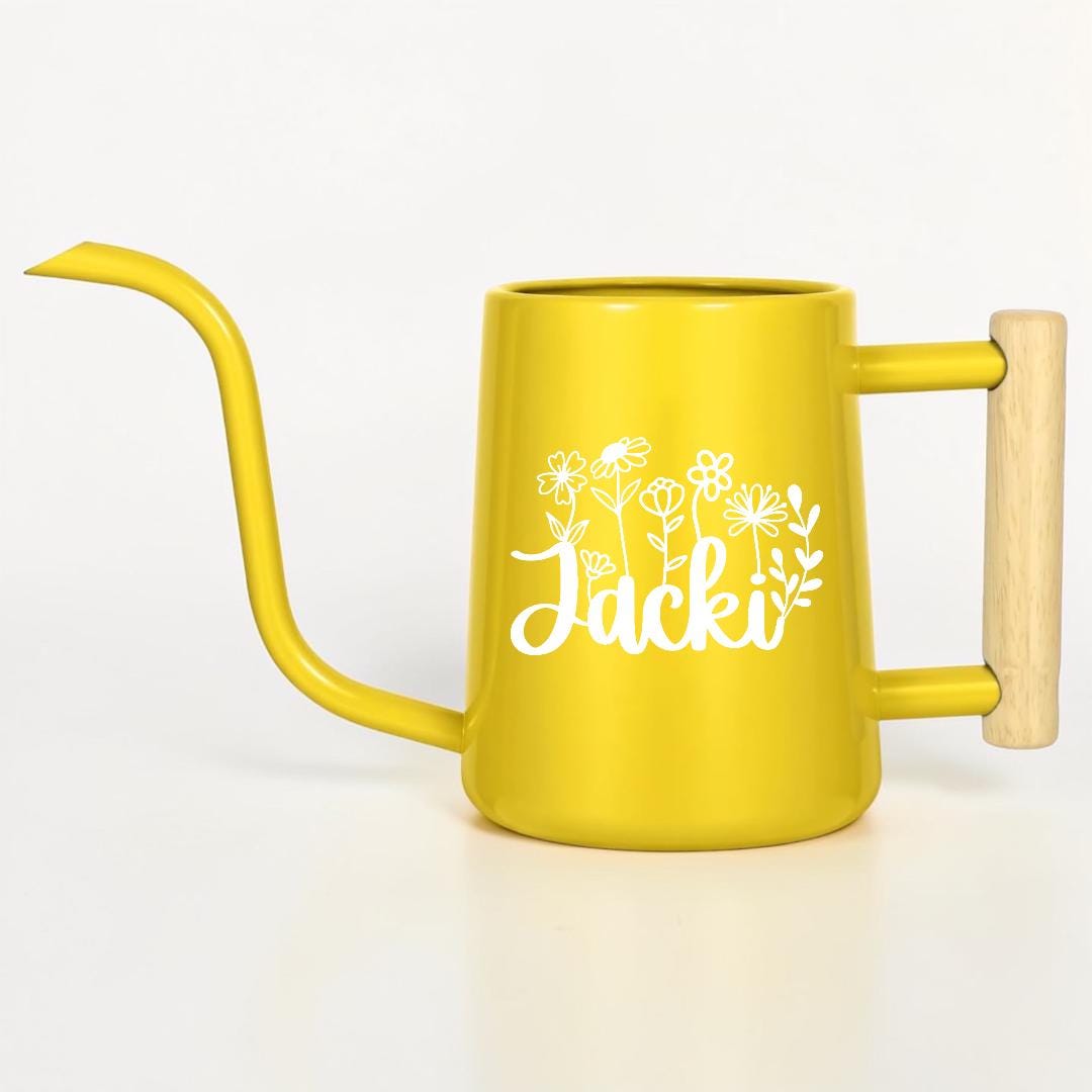 Personalized Watering Can with Custom Floral Letter Design